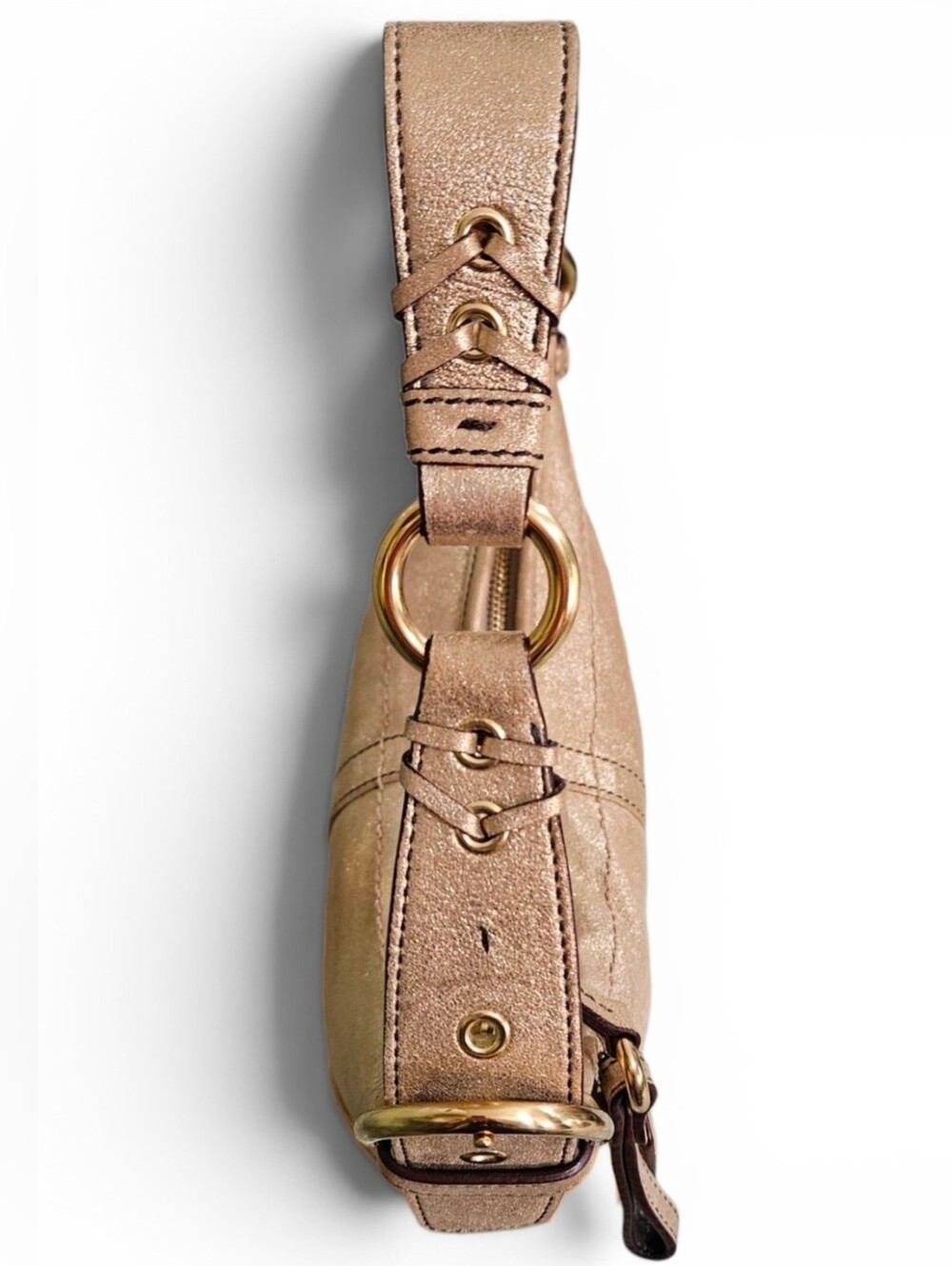 Coach SOHO 2004 Limited Edition Metallic Gold Goat Suede Bag w/Matching Wristlet - Picture 5 of 15